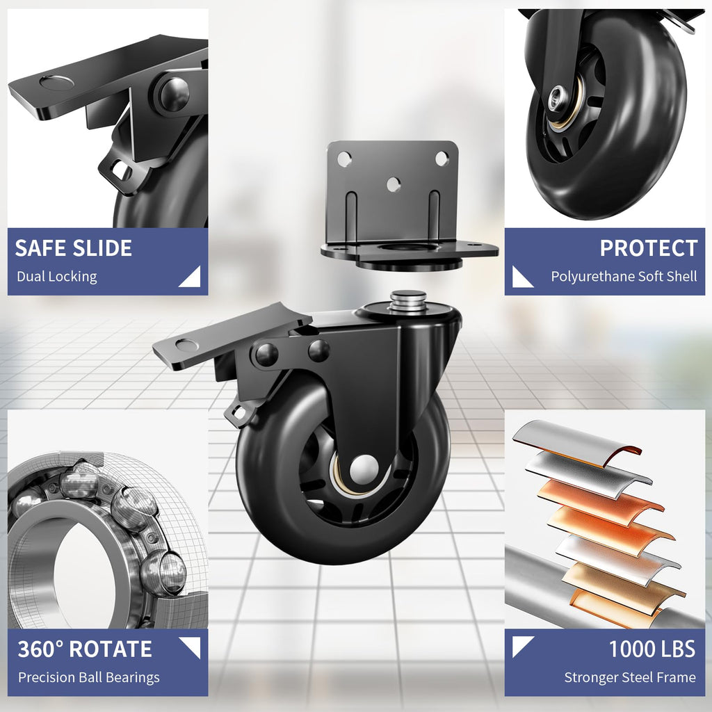 3 in Side Mount Plate Caster Wheels J559