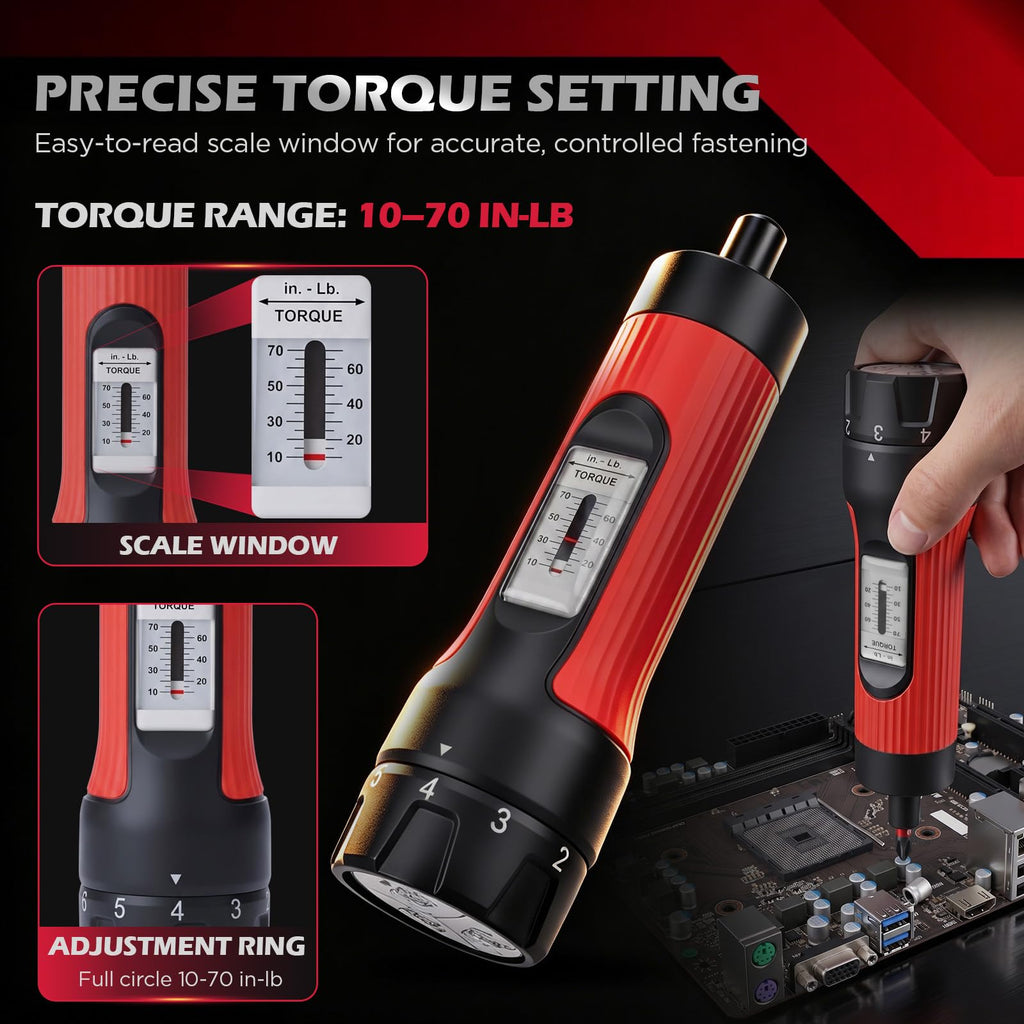 64-Piece Torque Screwdriver Set, 10-70 in-lb, 1/4" Drive R198686