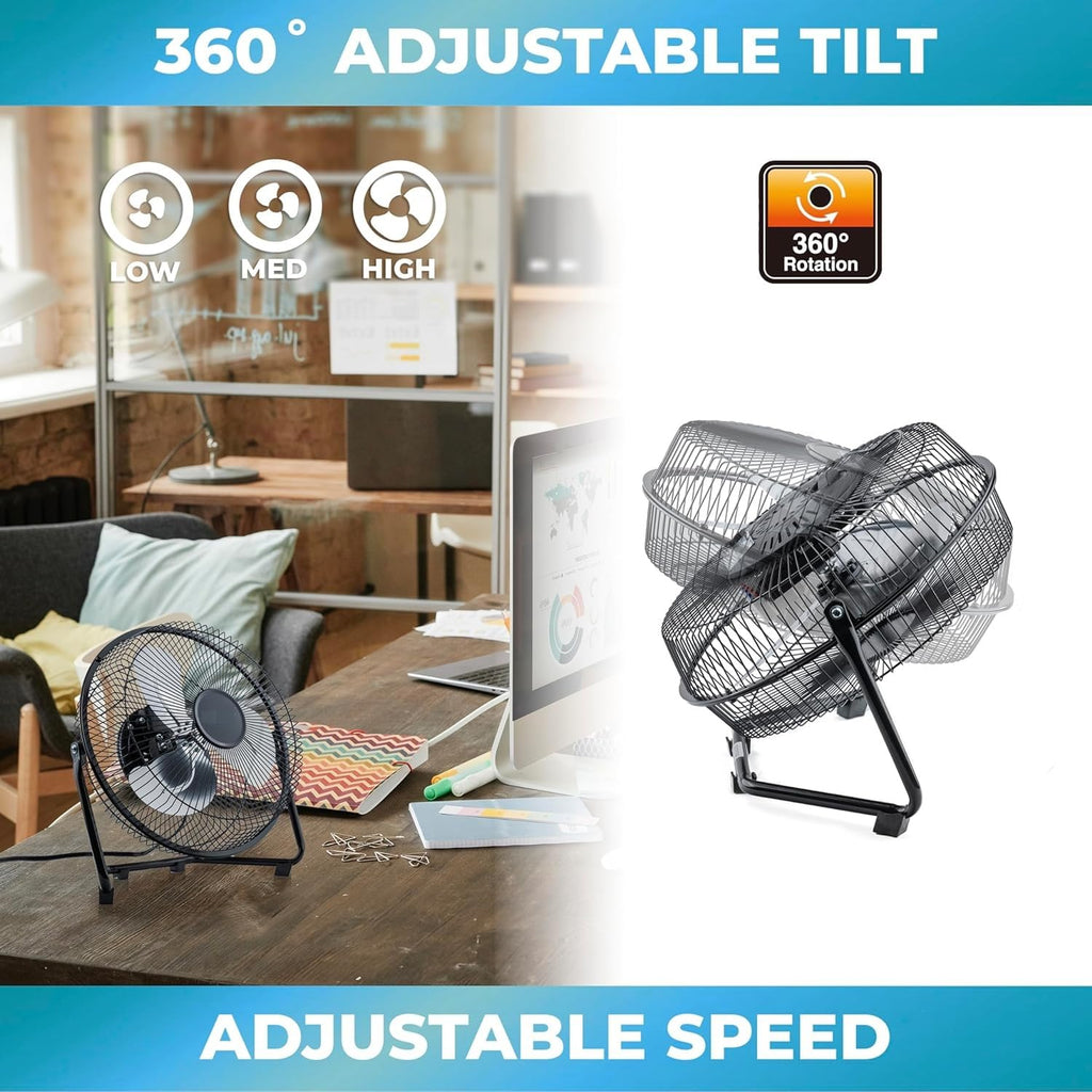 9" 3 Speed Electric Metal Floor Fan with Carry Handle P866406