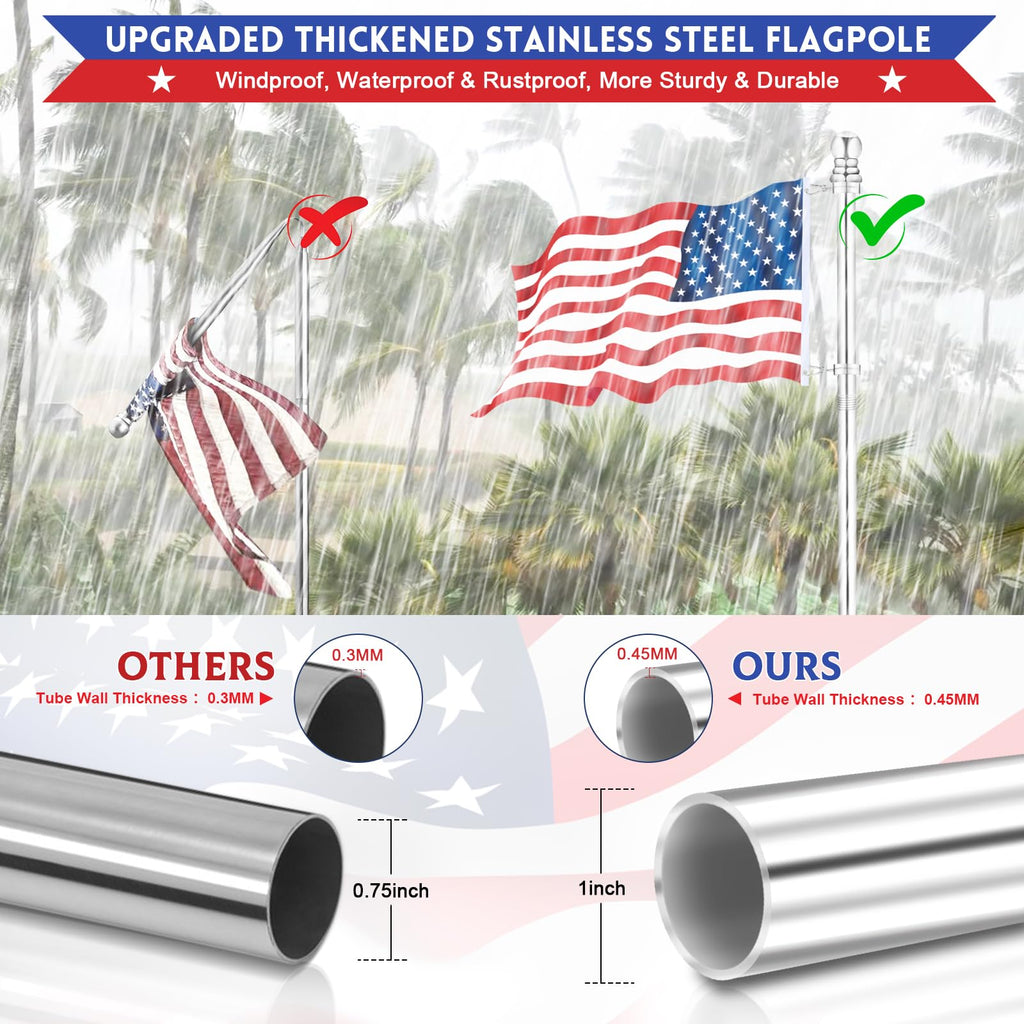 5 FT Stainless Steel Tangle Free Flag Pole B368