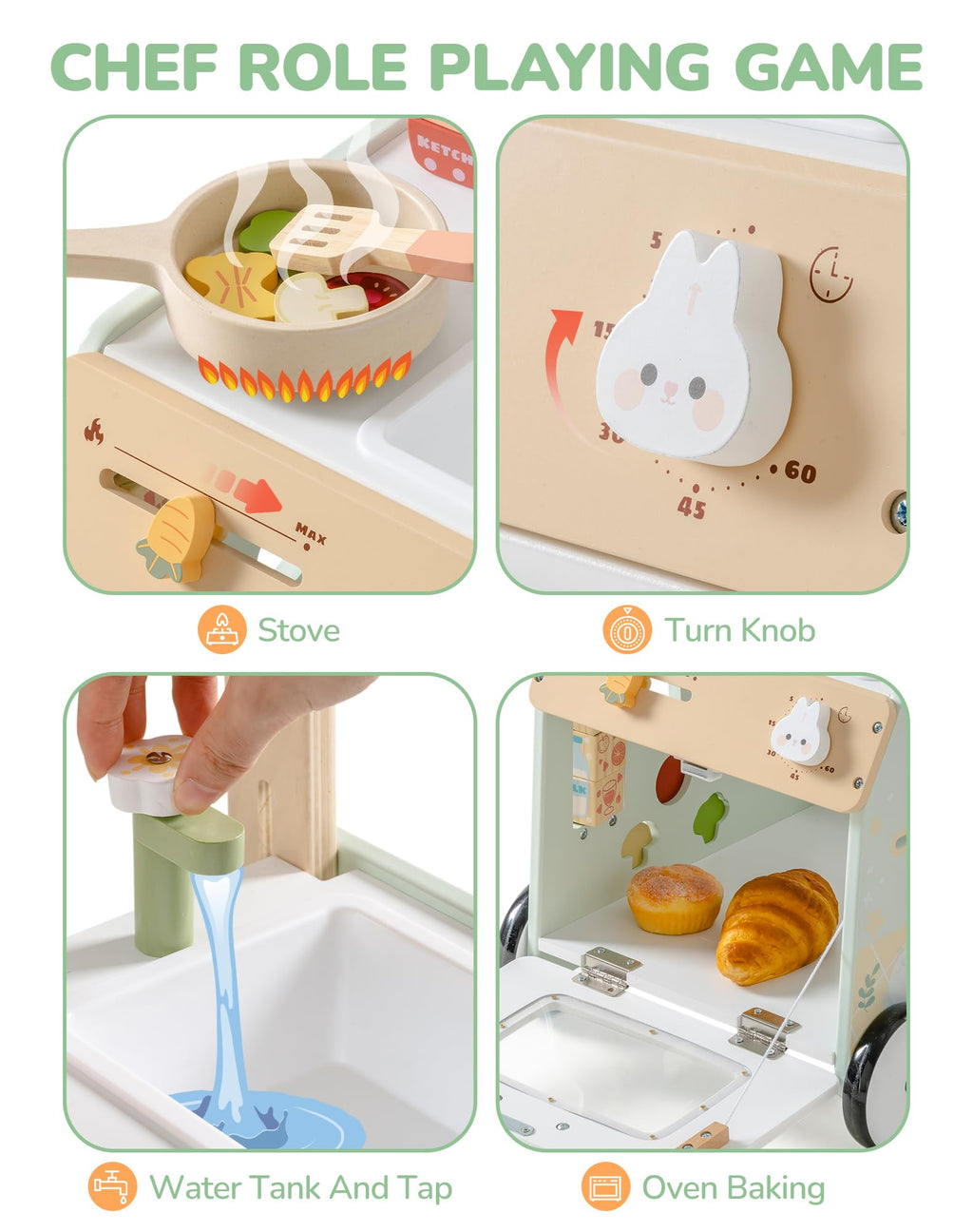 Wooden Baby Push Walker with Decelerator V5119