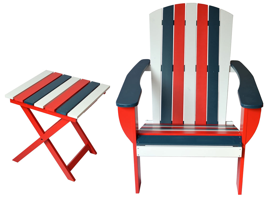 Solid Cedar Adirondack Chair with Bottle Opener and Folding Table P155790