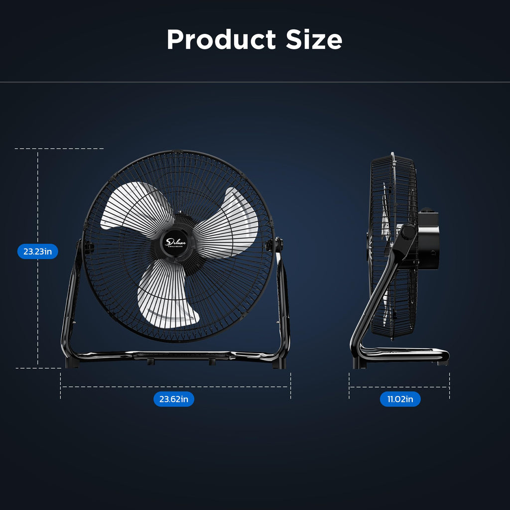20 Inch 3-Speed High Velocity Metal Industrial Floor Fan, Black V566328