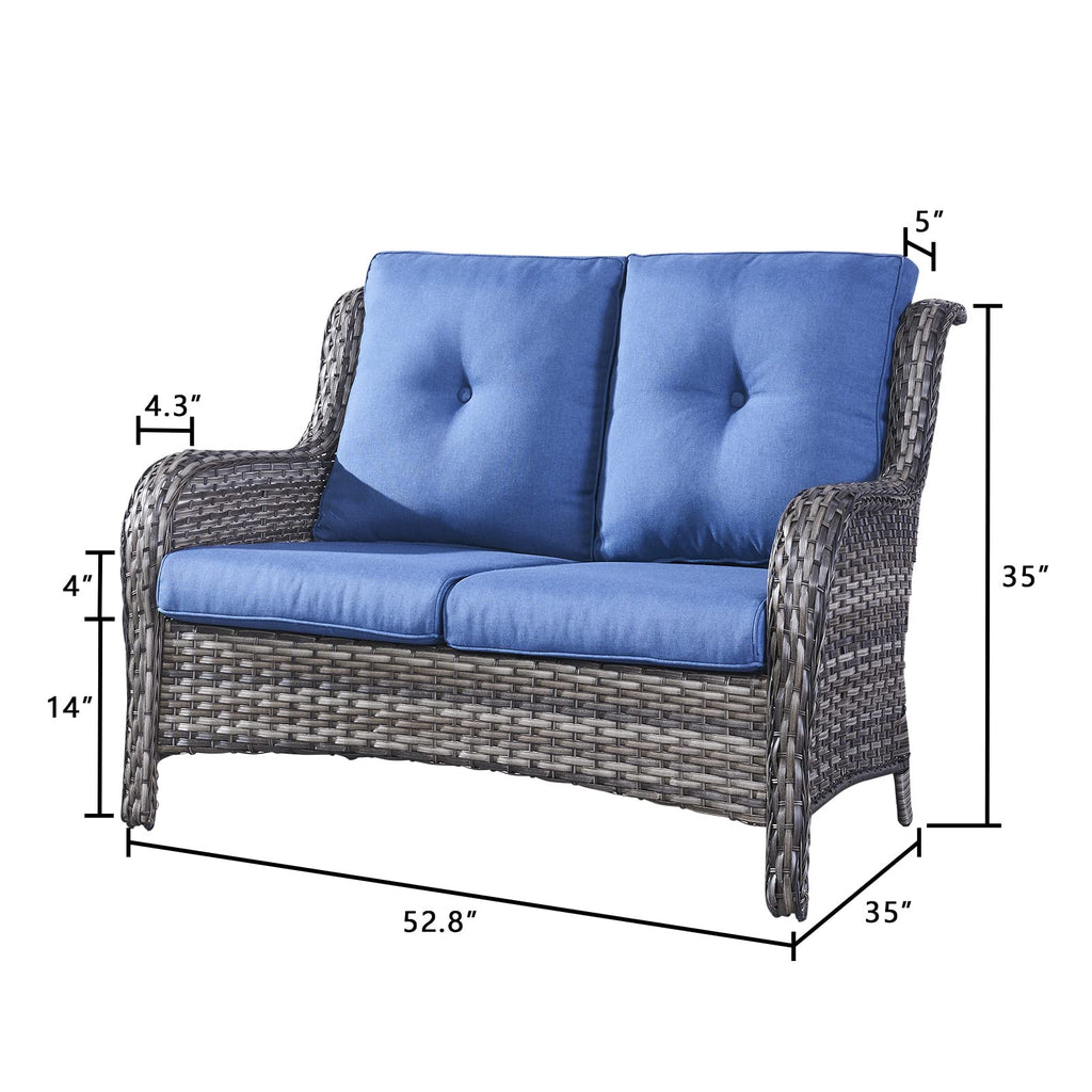 2-Seater Wicker Patio Sofa with Cushions Y545351