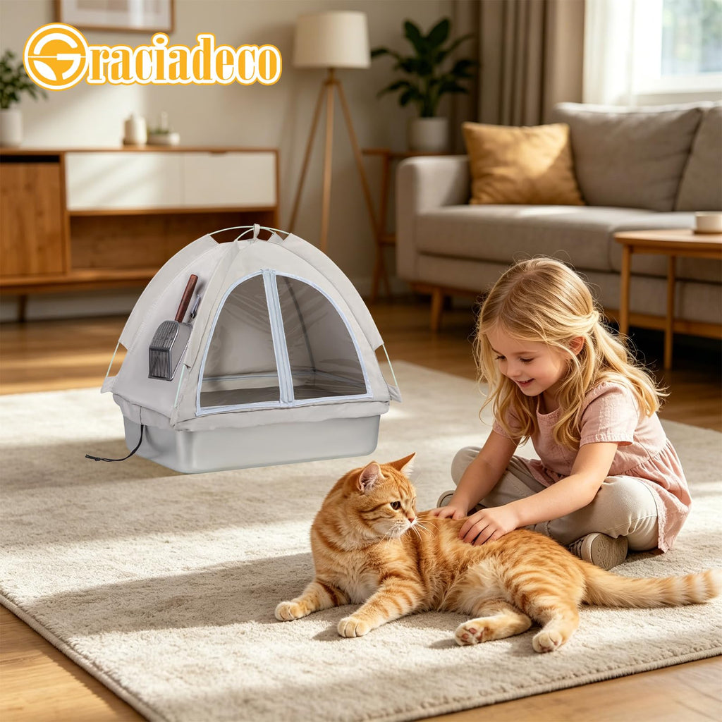 Stainless Steel Extra Large Enclosed Cat Litter Box A179