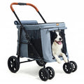 Heavy Duty Foldable Pet Stroller with All-Terrain Wheels, 55 lbs Capacity, Grey I3240