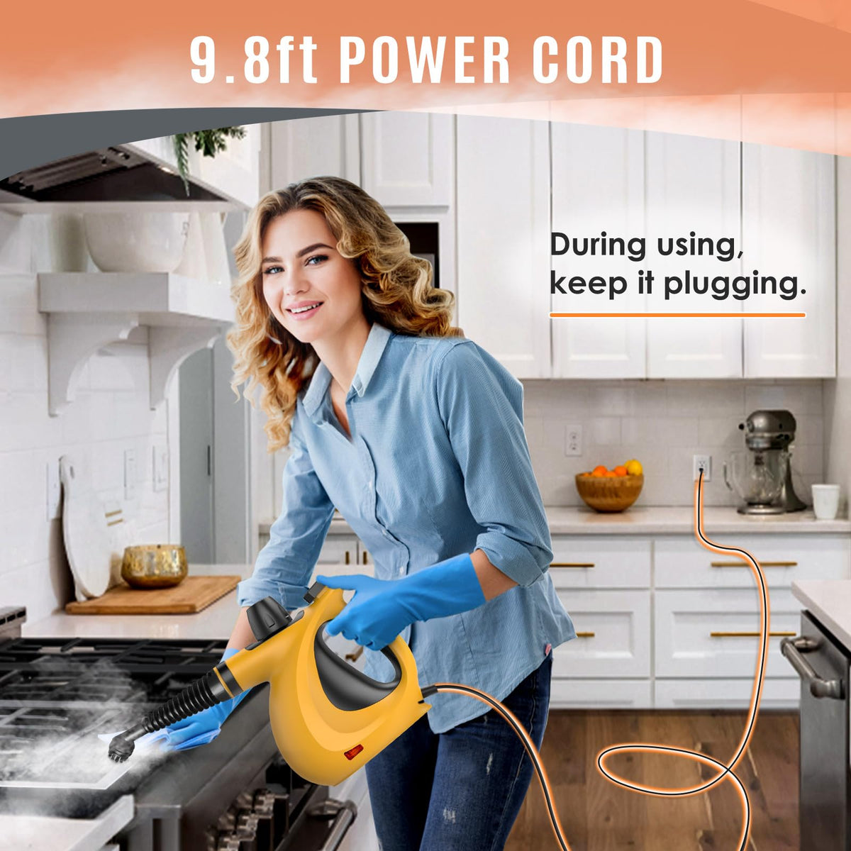 Pressurized Handheld Multi-Surface Natural Steam Cleaner with 12 pcs Accessories X574