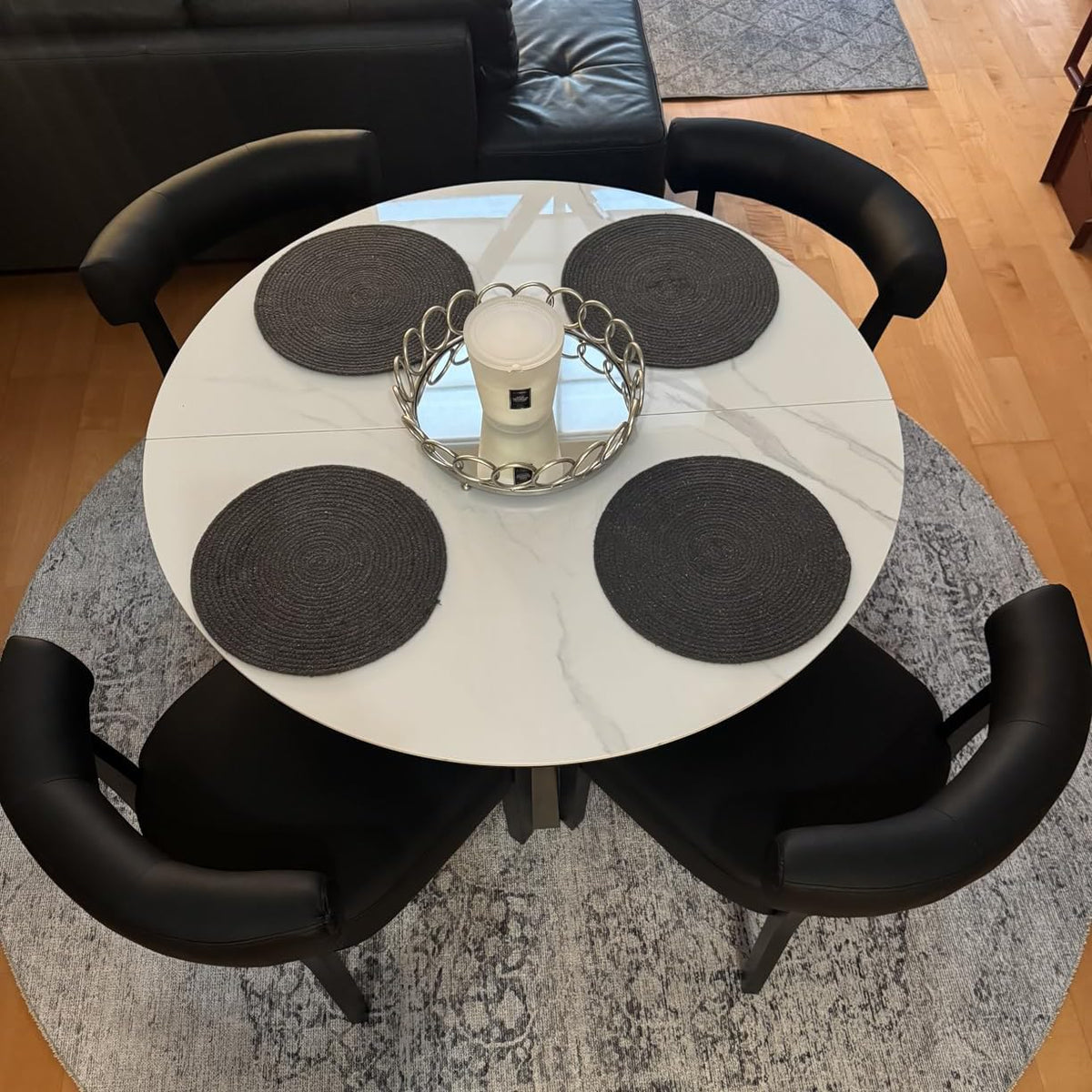 Black Faux Leather Dining Chairs Set of 4 O9652