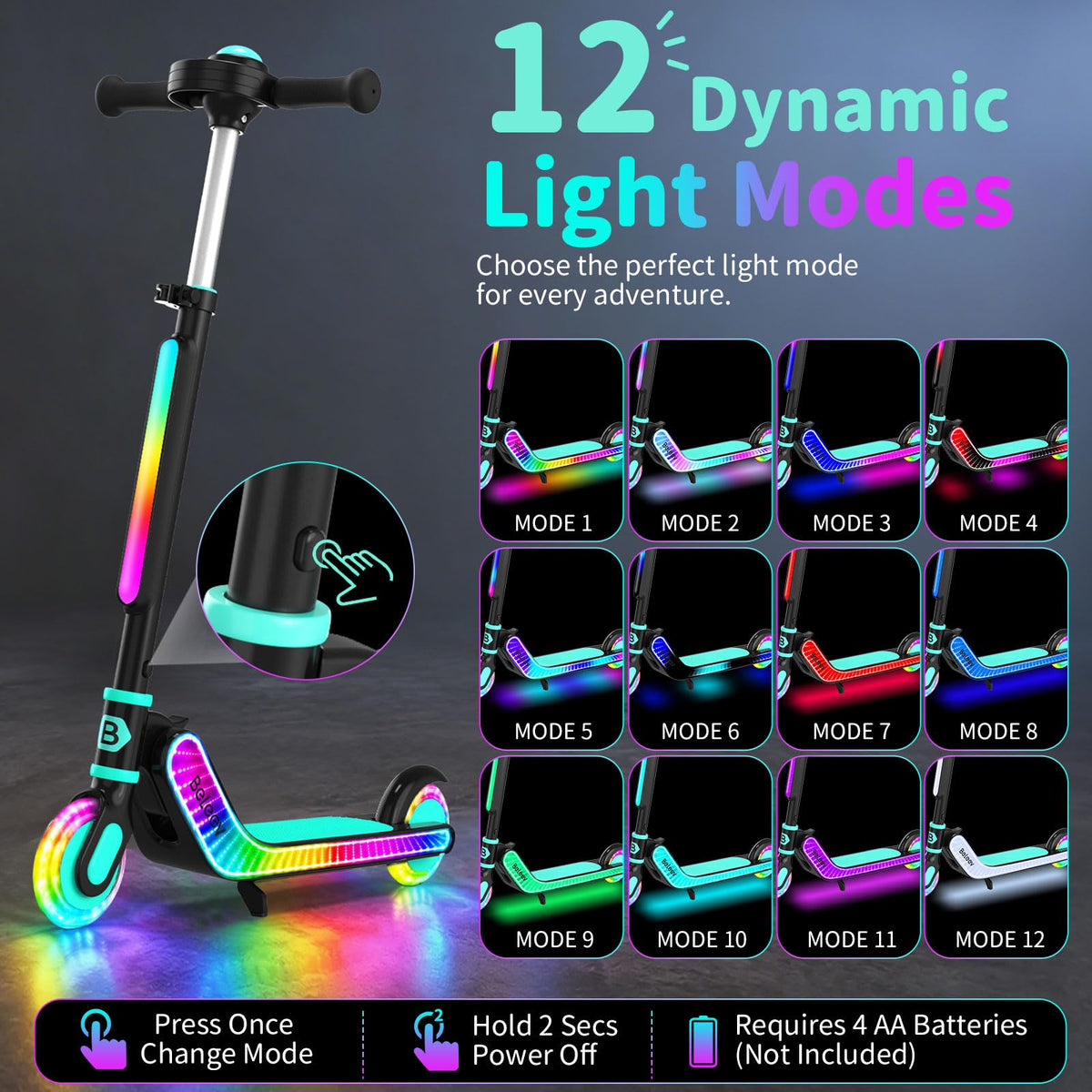 2 Wheel Folding Kick Scooter with Light-Up Deck E739