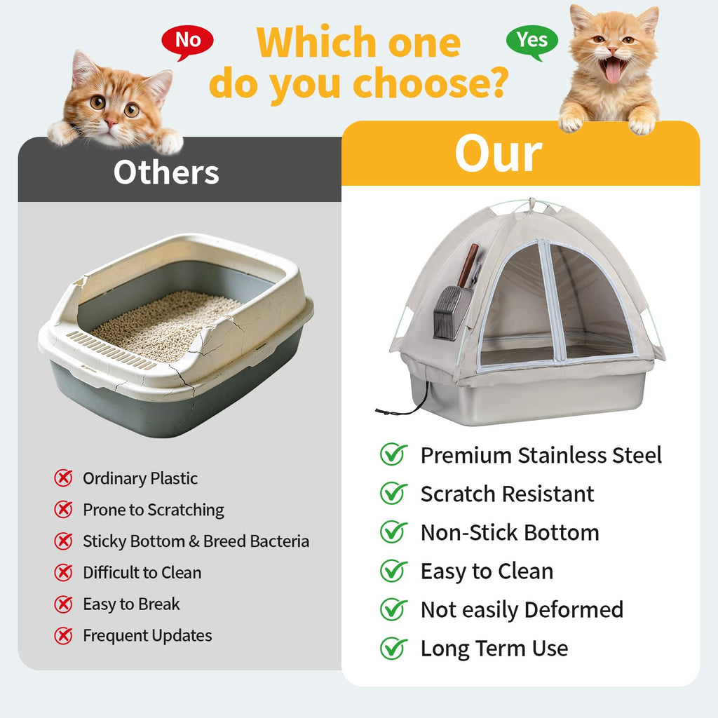 Stainless Steel Extra Large Enclosed Cat Litter Box A179