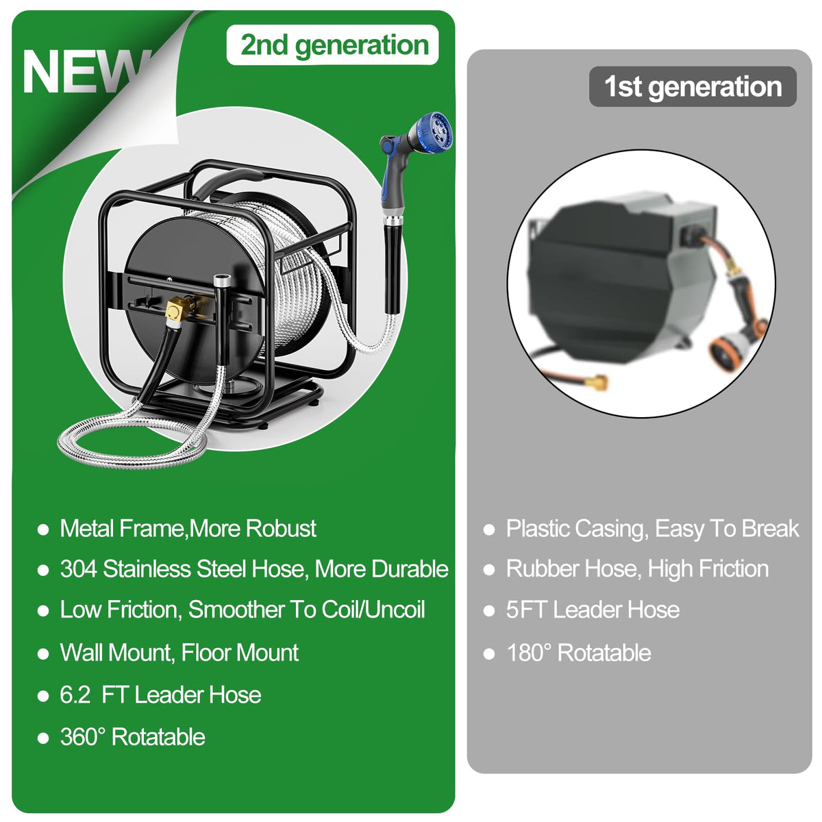 Garden Hose Reel With 100Ft Metal Water Pipe O187