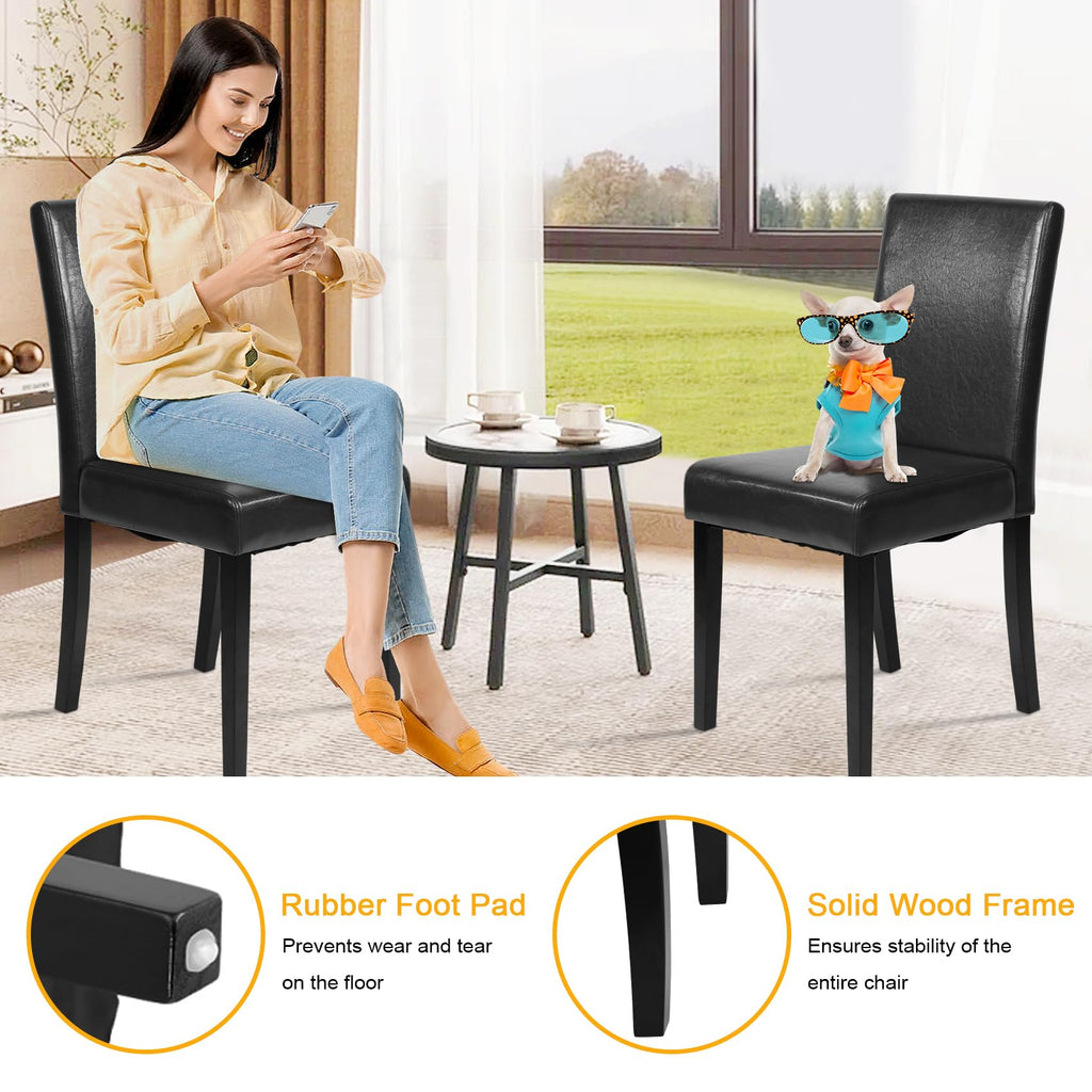 Black Faux Leather Upholstered Dining Chairs Set of 4 V1438
