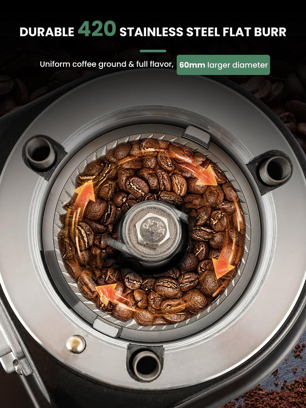 60mm Flat Burr Coffee Grinder F172