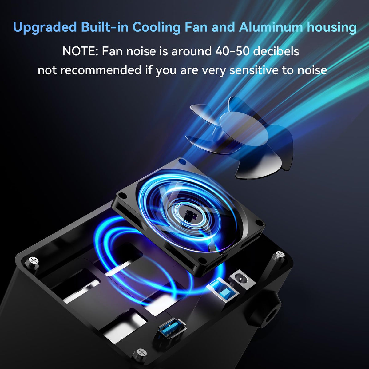 Aluminum 2 Bay Hard Drive Enclosure with Cooling Fan B466