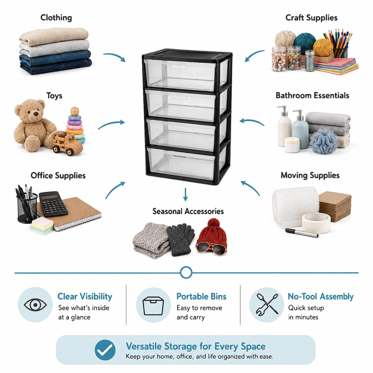 4 Drawer Plastic Storage Tower Organizer Z9802
