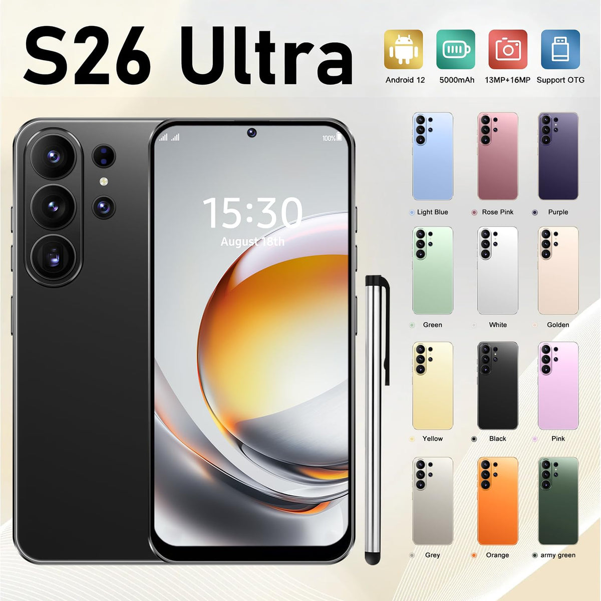 Unlocked 4G Smartphone 6.6" HD Display 4GB RAM 32GB ROM Black A93721