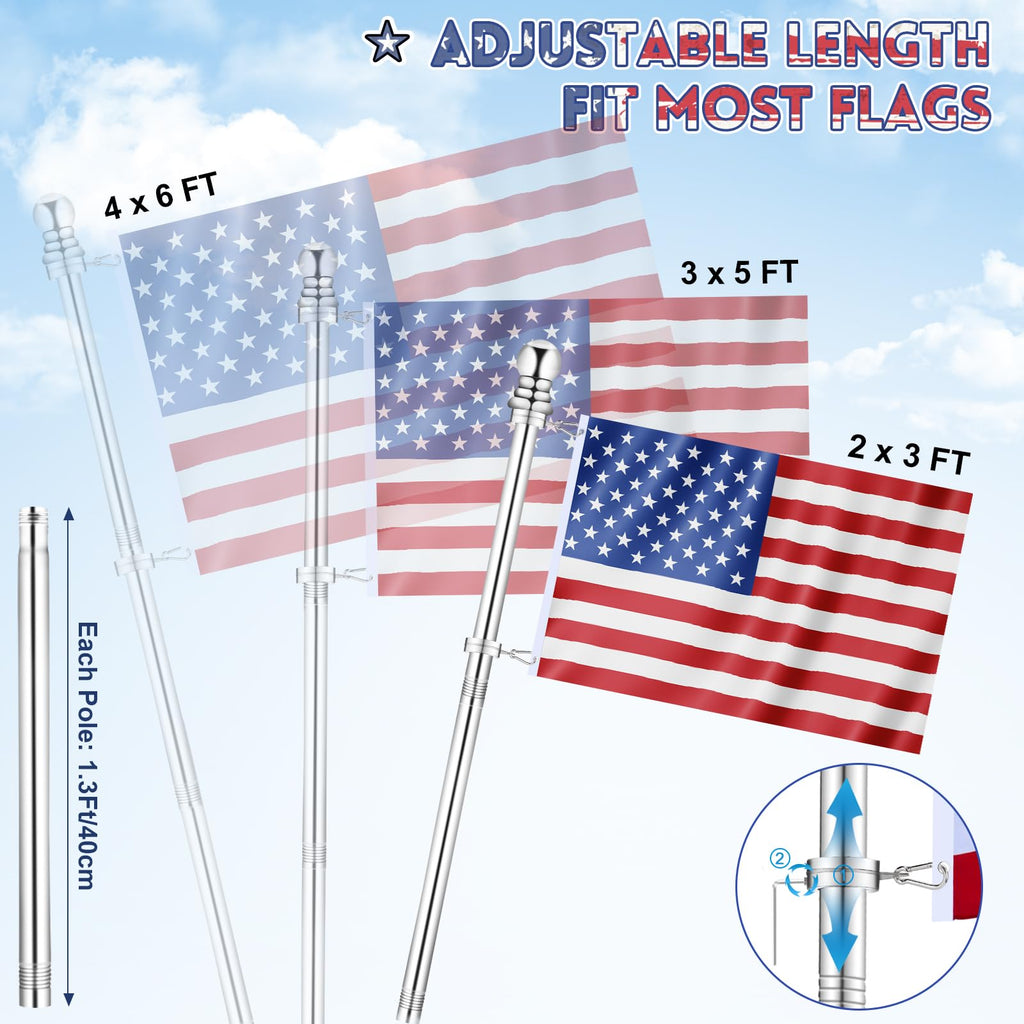 5 FT Stainless Steel Tangle Free Flag Pole B368