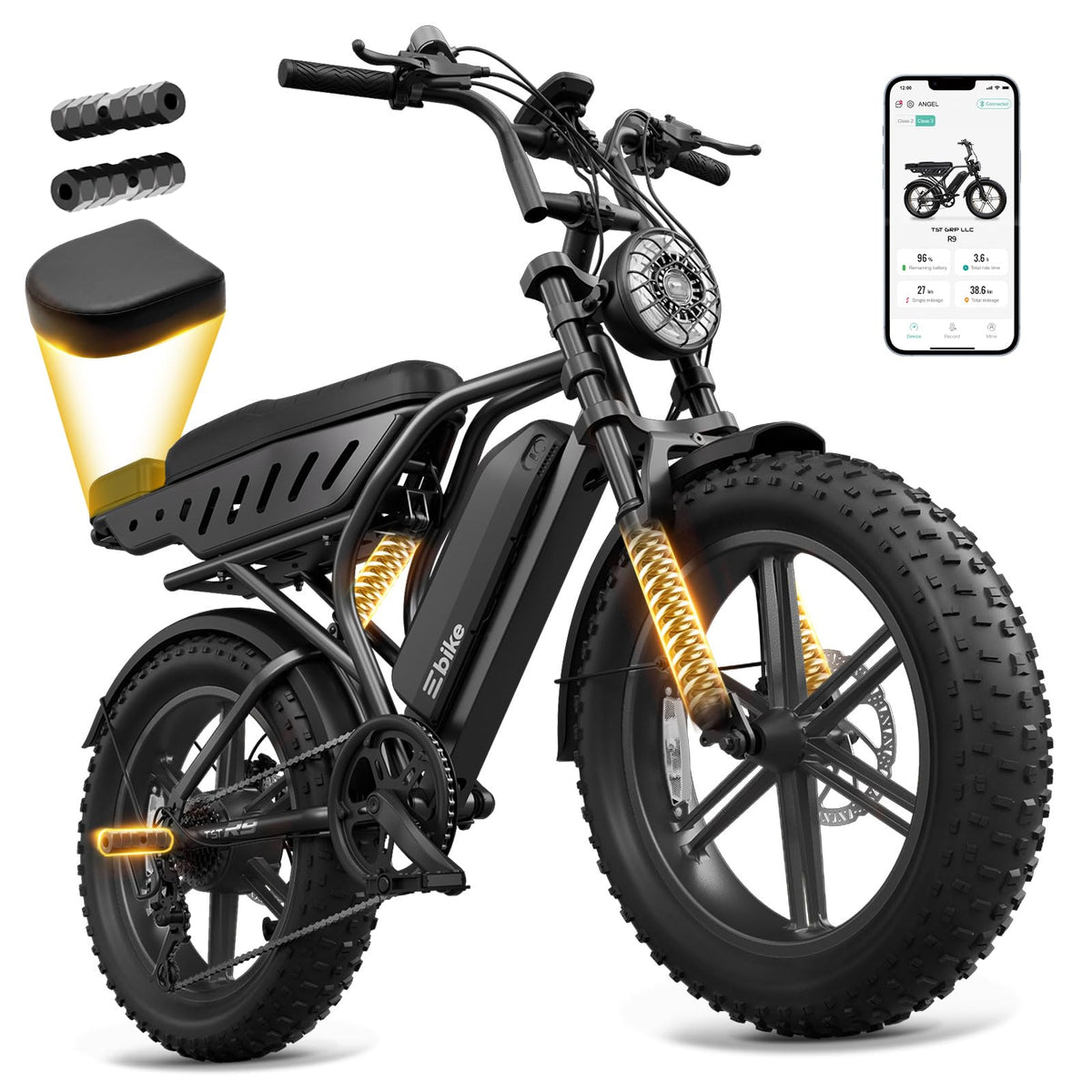 Electric Bike 48V 15Ah Battery 20"x4" Fat Tire M166029