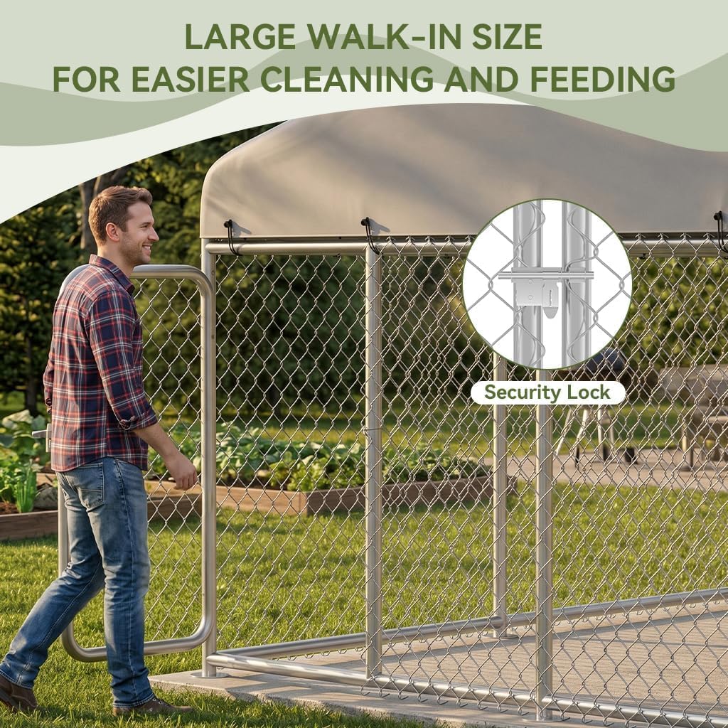 7.5x7.5ft Metal Dog Kennel with Roof V875