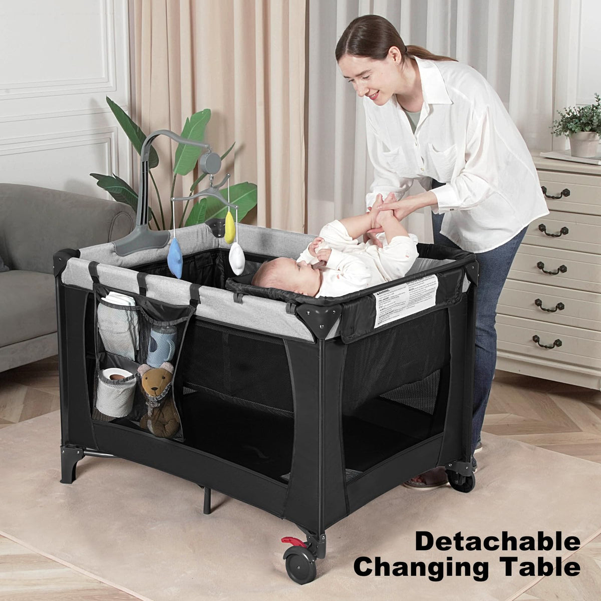 Black Baby Bassinet Playpen D420