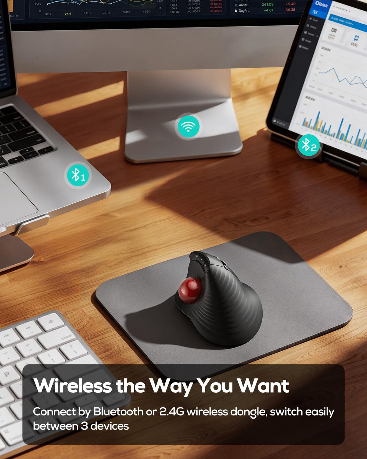 Wireless Ergonomic Vertical Trackball Mouse G348461