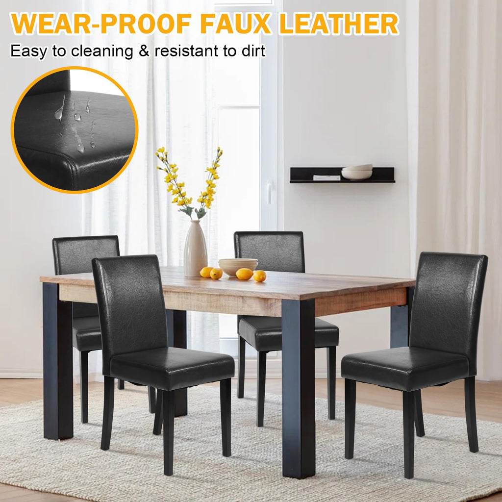 Black Faux Leather Upholstered Dining Chairs Set of 4 V1438