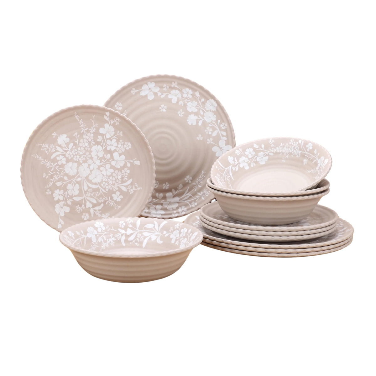12-Piece Bamboo Melamine Dinnerware Set U84976