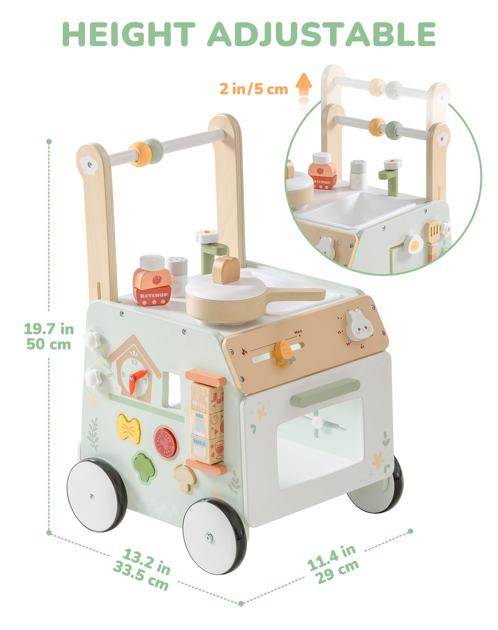 Wooden Baby Push Walker with Decelerator V5119