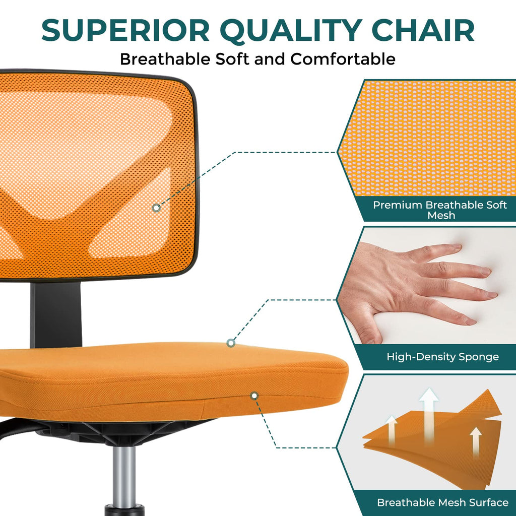 Orange Mesh Ergonomic Adjustable Swivel Rolling Office Chair S607