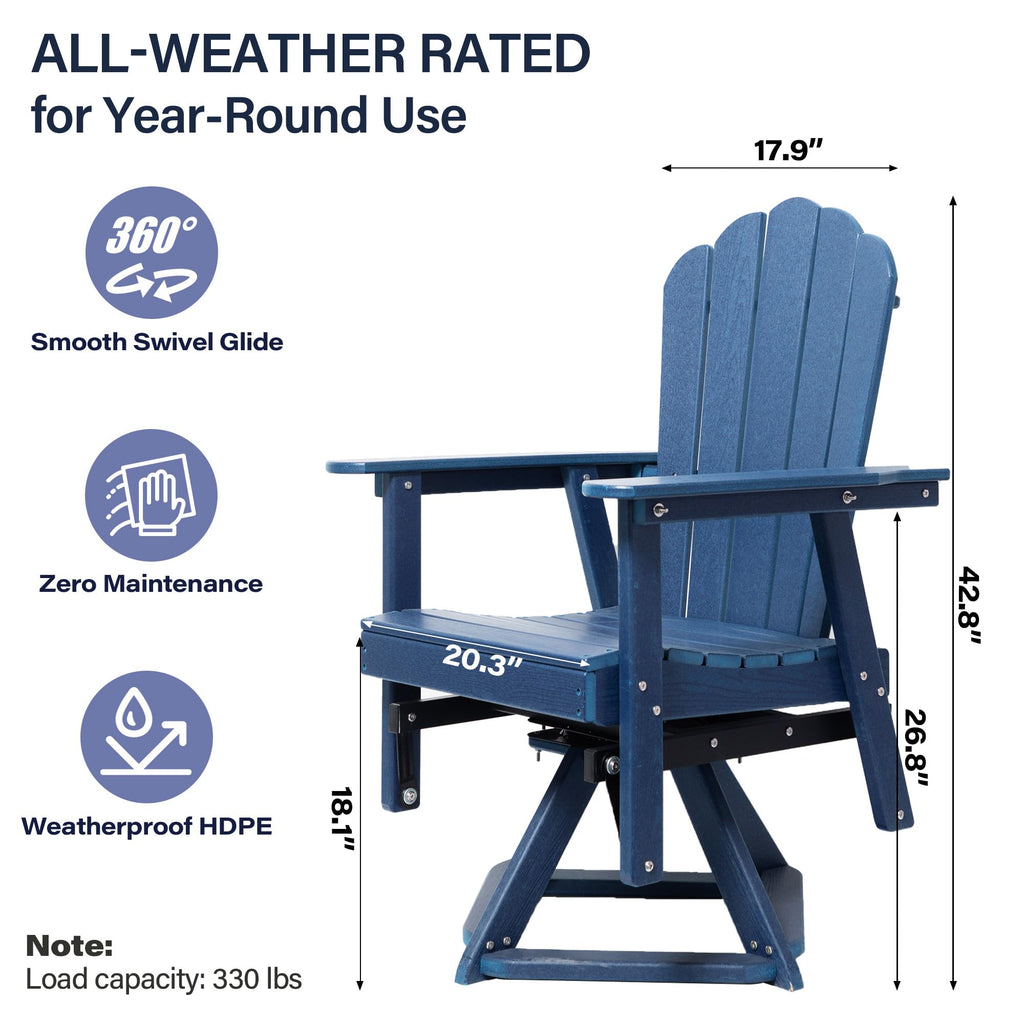 HDPE Swivel Adirondack Chair Set of 2 Navy Blue B30344