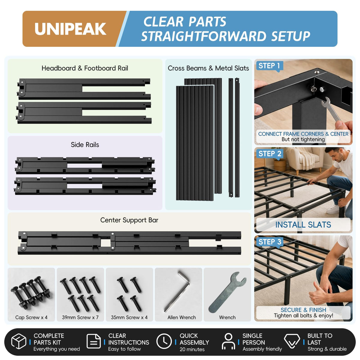 Queen Metal Platform Bed Frame with Storage O4677