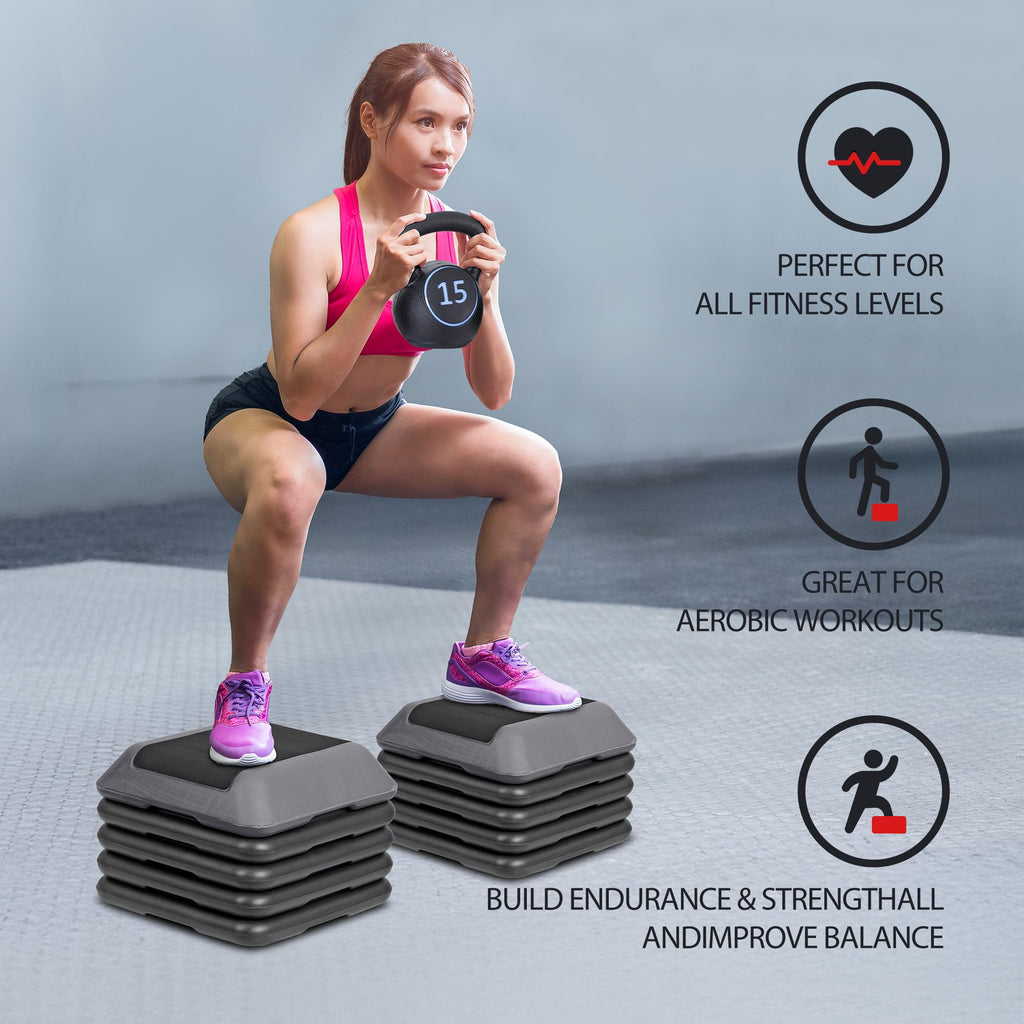 Adjustable Aerobic Step Platform with 4 Risers B343191
