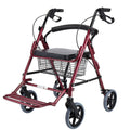 Foldable Rollator Walker with Leather Seat, 8inch Wheels, Brakes and Footrest N331
