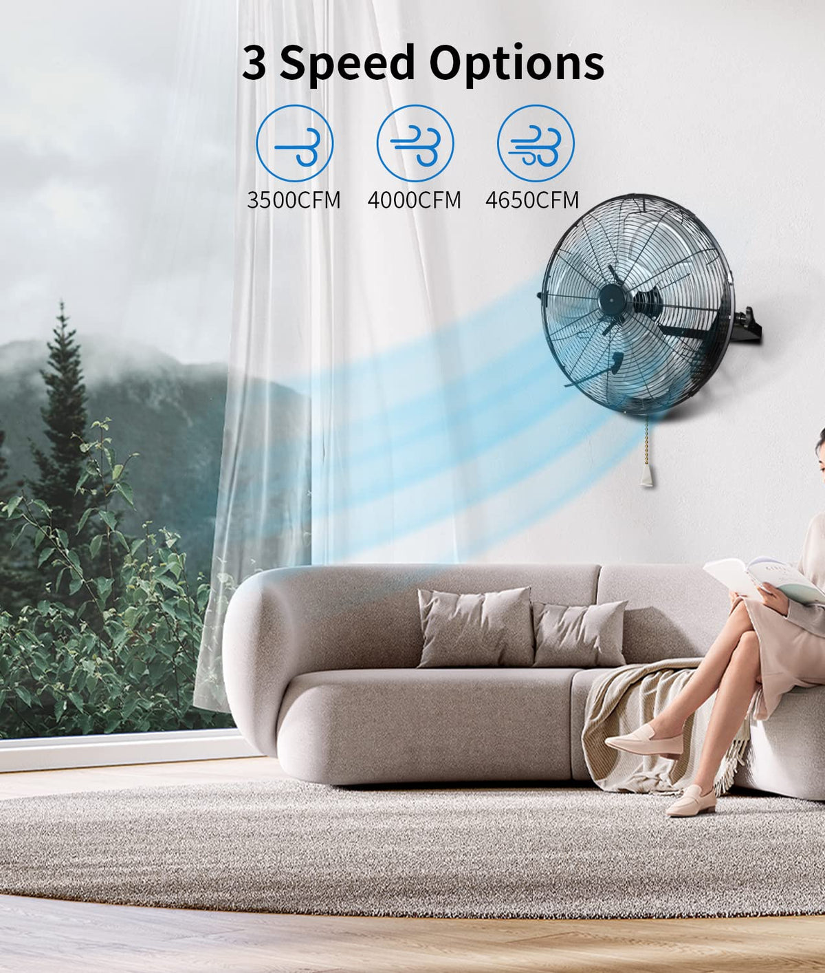 20 Inch High Velocity Metal Wall Mount Fan E53267