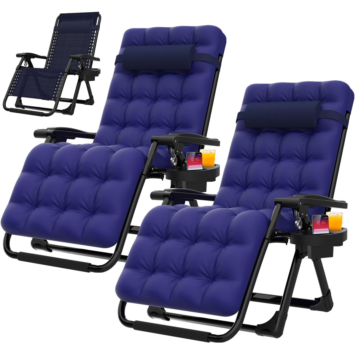 Zero Gravity Reclining Camping Chair Set of 2 with Cushion C269