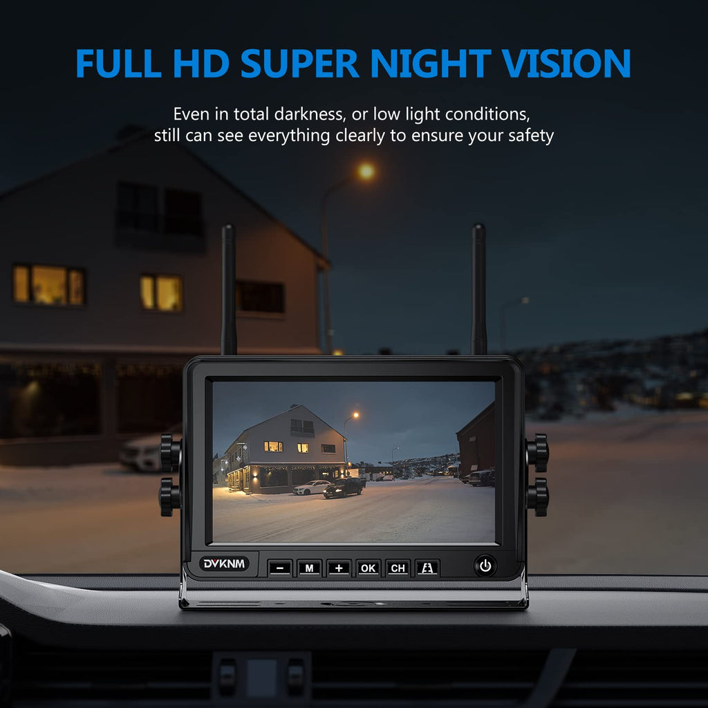 Magnetic Solar Wireless Backup Camera with 7" 1080P Monitor Z265624