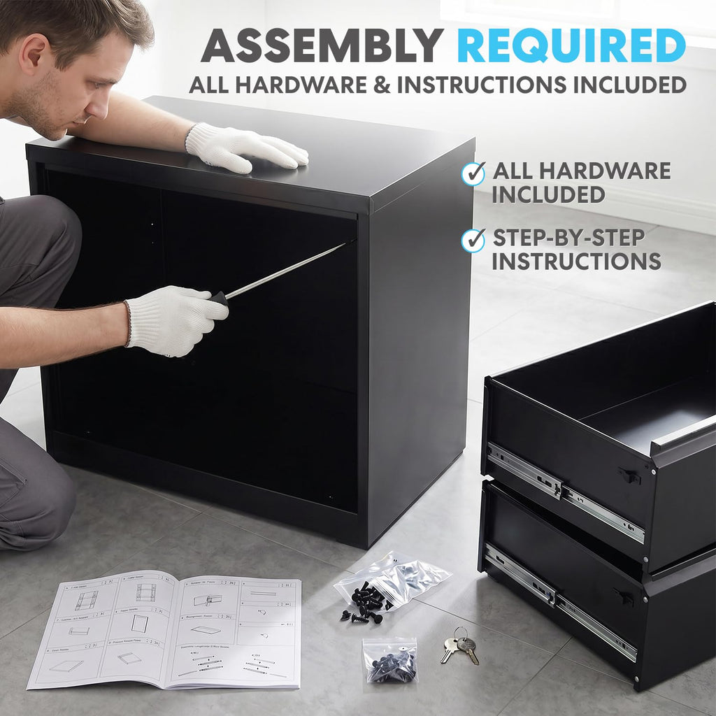 4 Drawer Black Metal File Cabinet with Lock S33777