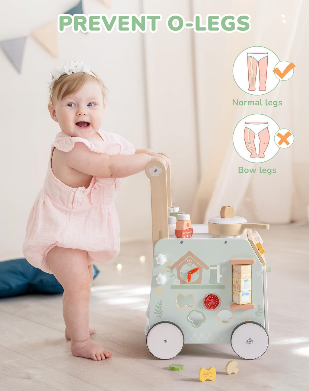 Wooden Baby Push Walker with Decelerator V5119