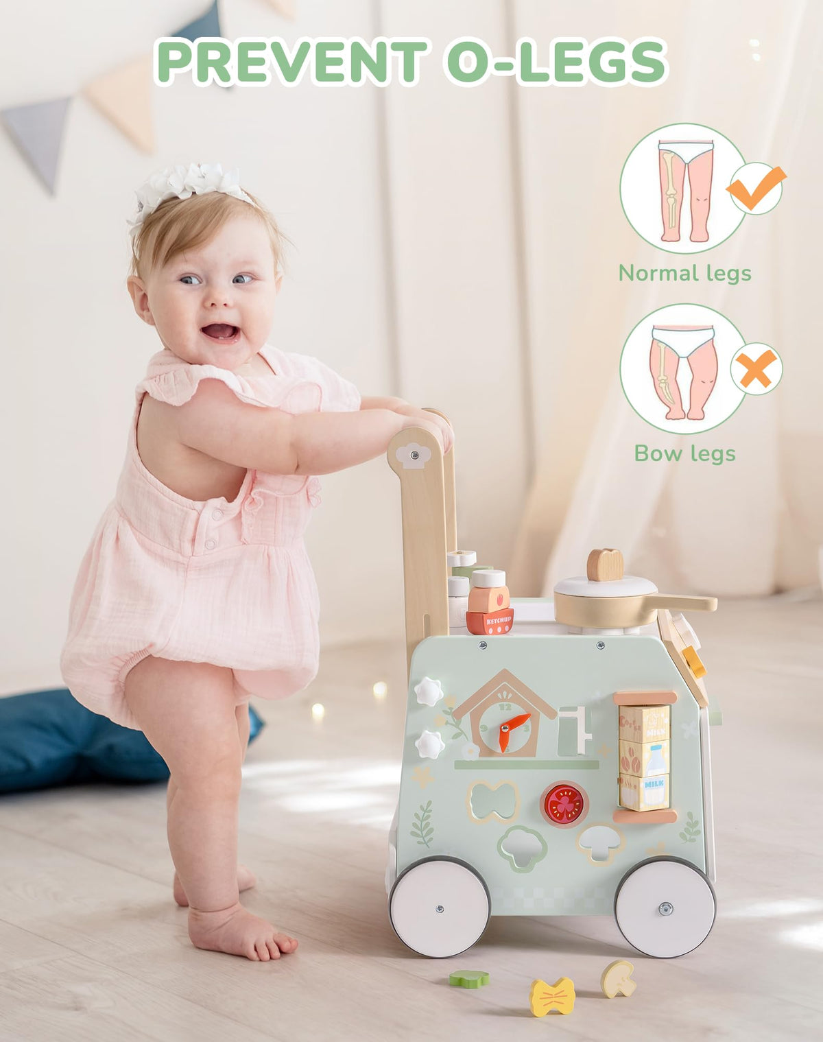 Wooden Baby Push Walker with Decelerator V5119