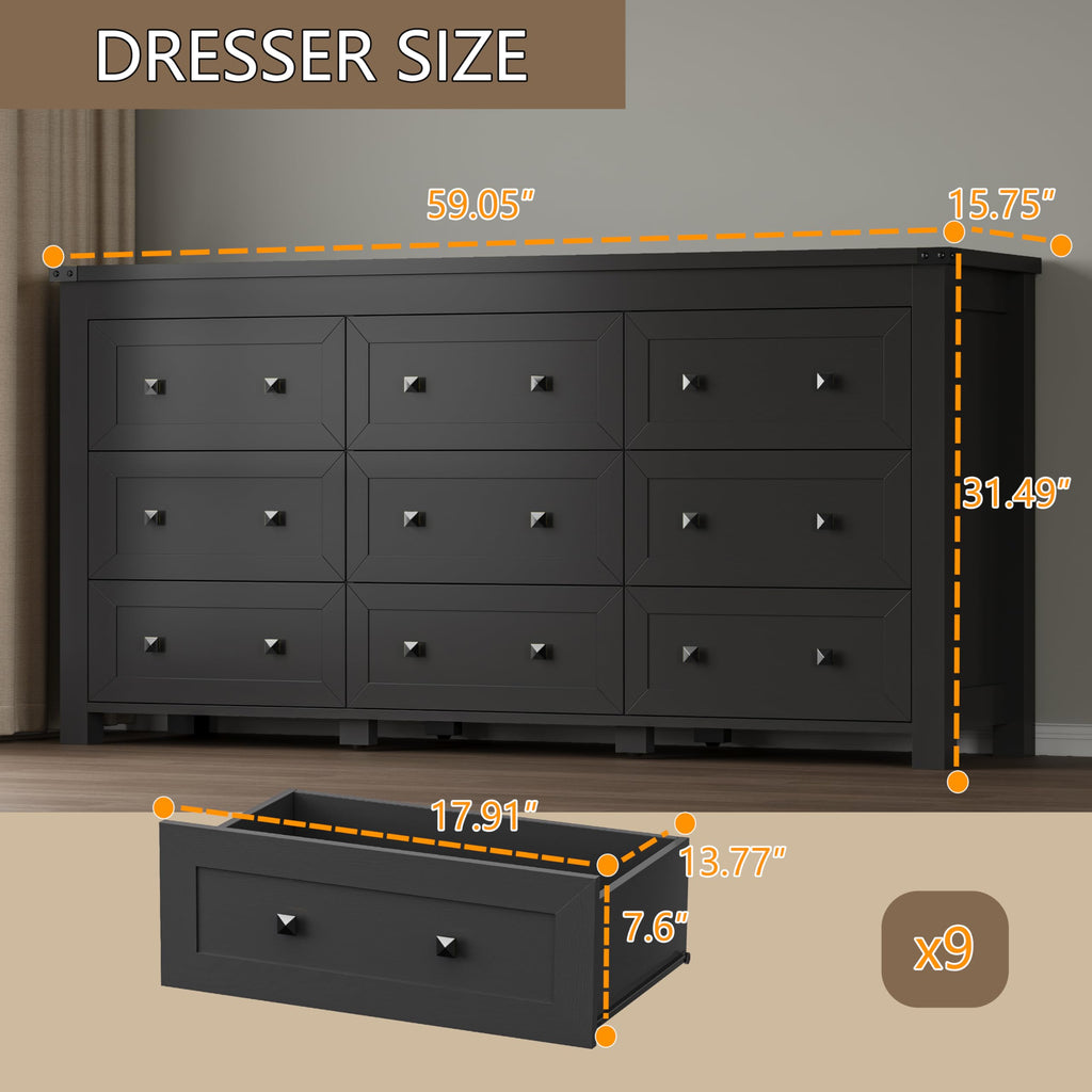 9 Drawer Wood Dresser Q368135