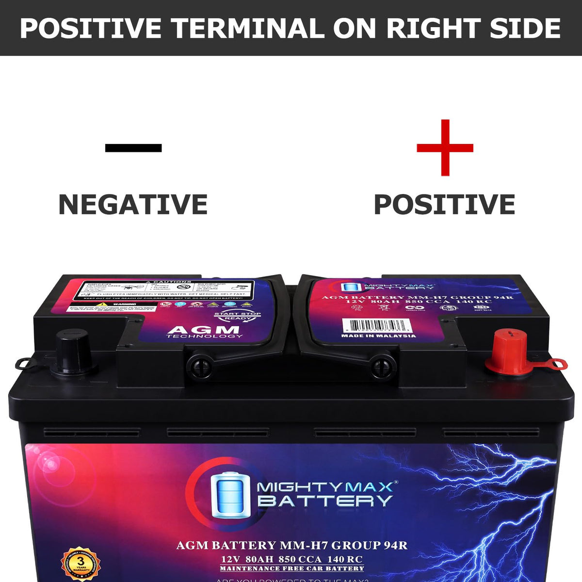 12V 80AH 850 CCA Replacement Battery H17092