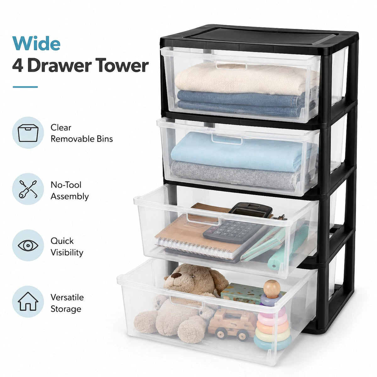 4 Drawer Plastic Storage Tower Organizer Z9802