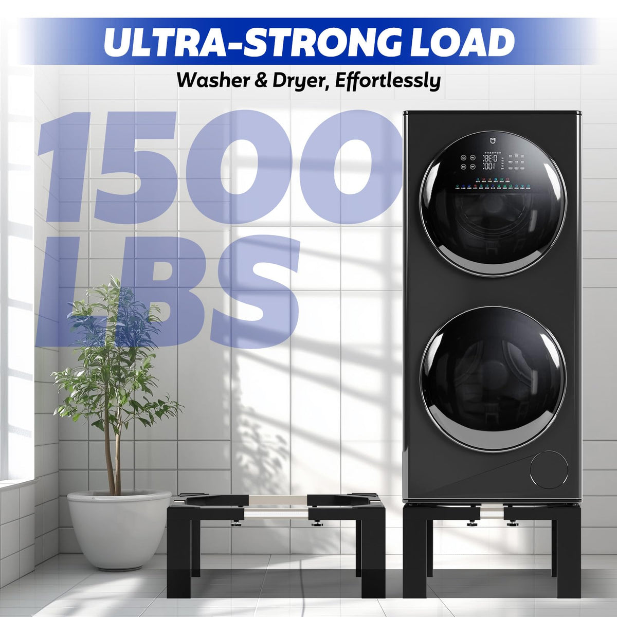 Heavy Duty Adjustable Laundry Pedestal Black M582