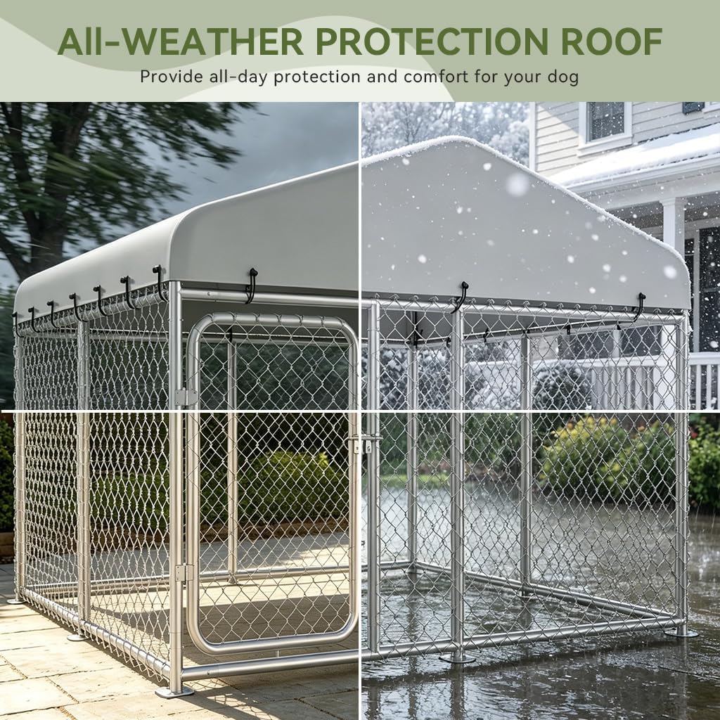 7.5x7.5ft Metal Dog Kennel with Roof V875