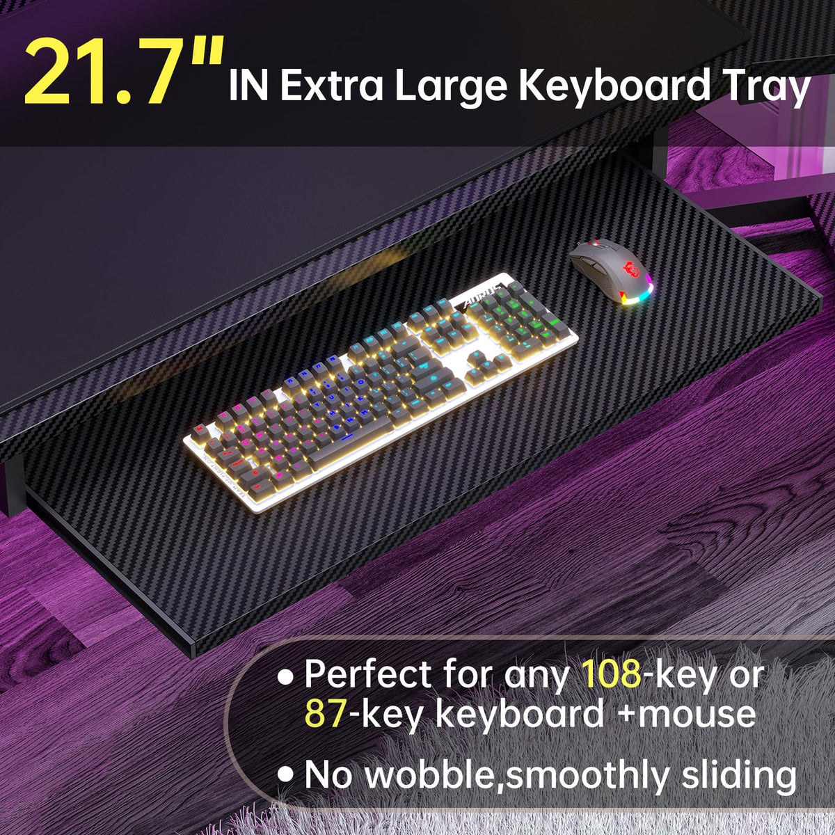 79" Gaming Desk with Fabric Drawers Storage C3487
