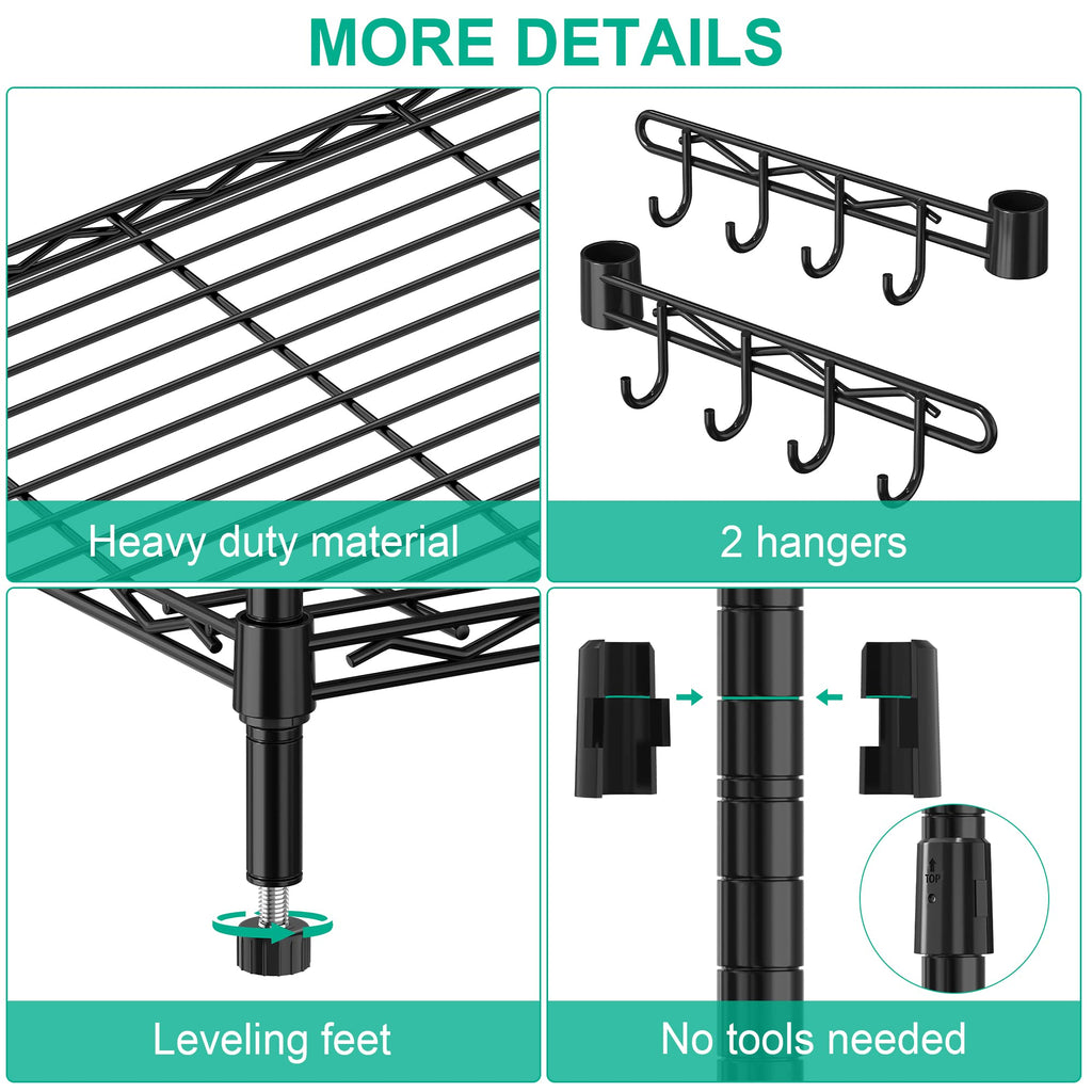 5-Tier Rolling Metal Wire Shelving Unit V88501