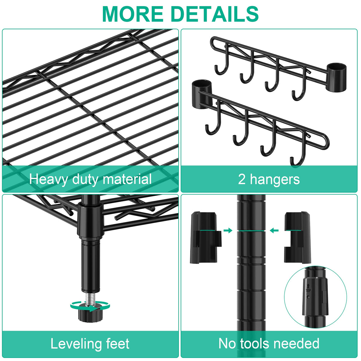 5-Tier Rolling Metal Wire Shelving Unit V88501