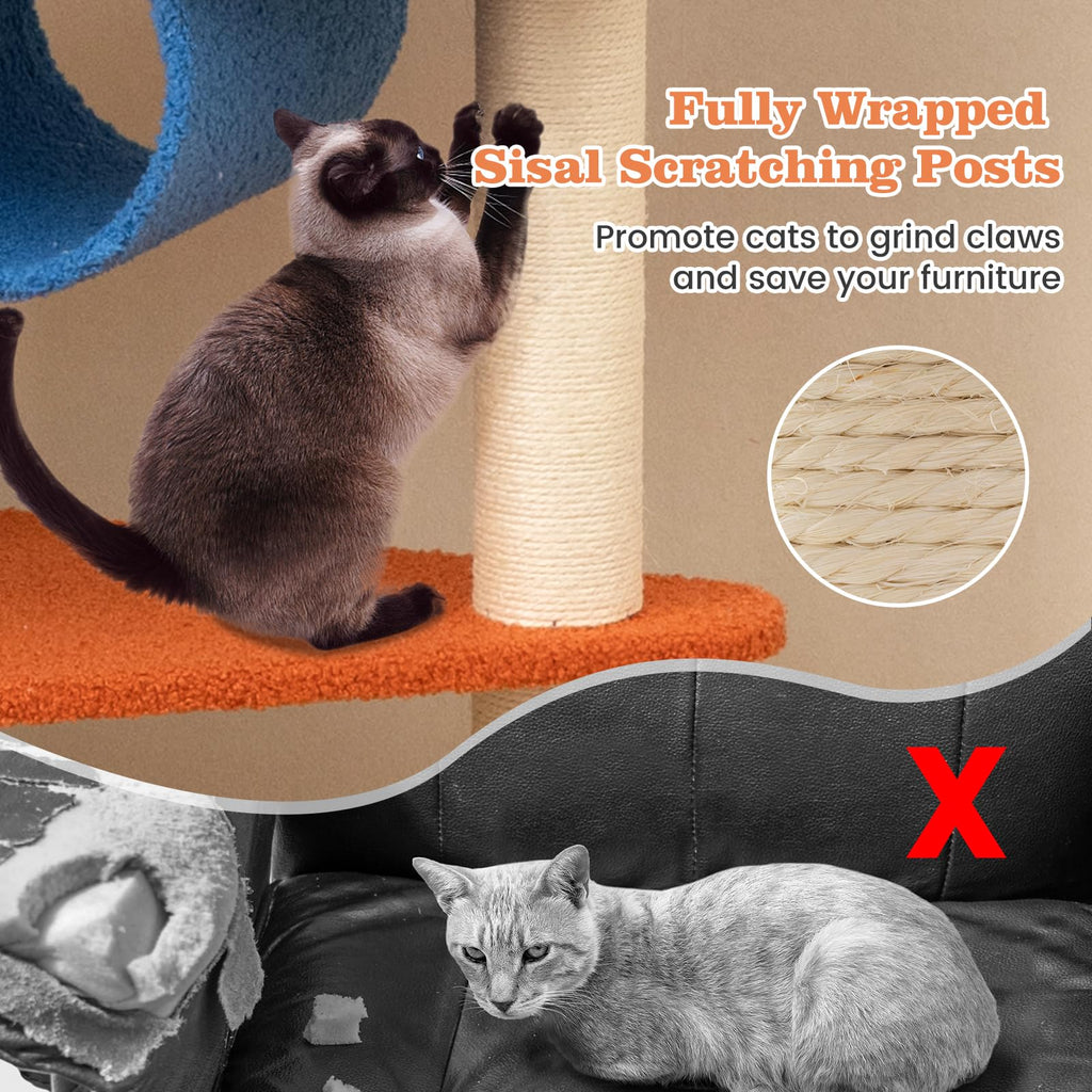 70 inch Multi-Level Cat Tree Tower with Scratching Posts Q478865