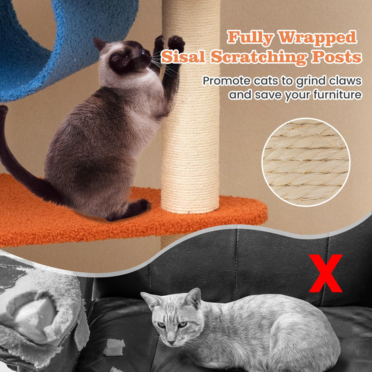 70 inch Multi-Level Cat Tree Tower with Scratching Posts Q478865