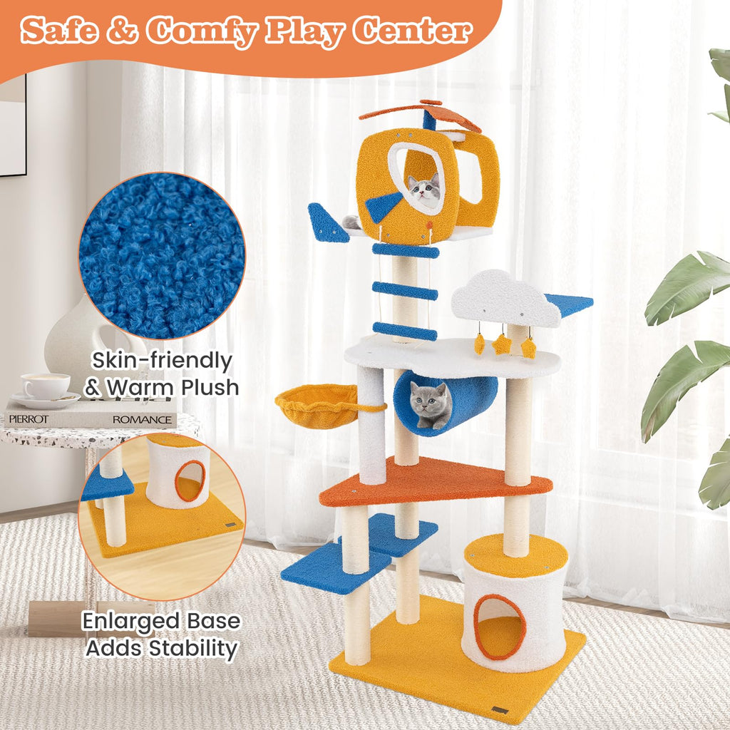 70 inch Multi-Level Cat Tree Tower with Scratching Posts Q478865